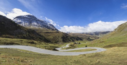 Alpine road on the Julierpass in Switzerland