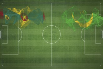 Grenada vs Mauritania Soccer Match, national colors, national flags, soccer field, football game,
