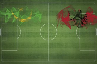 Mauritania vs Albania Soccer Match, national colors, national flags, soccer field, football game,