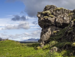 Rock formation in Thingvellir National Park, Iceland, Europe