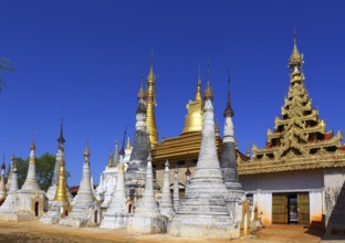Shwe Inn Thein Paya temple complex near Inle Lake in central Myanmar (Burma)