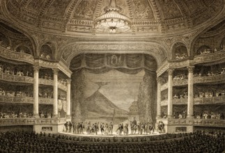 The Paris Opera, Paris, antique steel engraved print, 1831