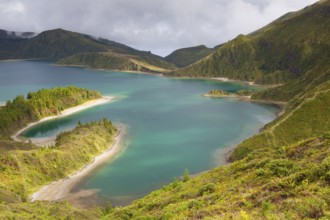Caldera Lago di Fogo - lake on Sao Miguel Island, Azores, Portugal, Europe