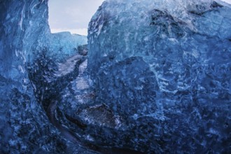 Cave of Iceland ice (Vatnajökull). Shooting Location: Iceland, Reykjavik