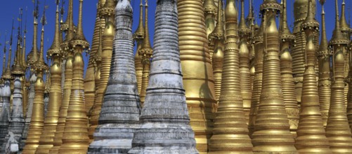 Some of the 1054 pagodas of the In-Dein Pagoda Forest on Inle Lake