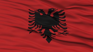 Closeup Albania Flag, Waving in the Wind, High Resolution