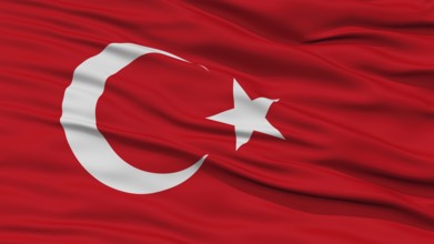Closeup Turkey Flag, Waving in the Wind, High Resolution
