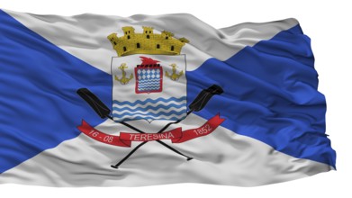 Teresina City Flag, Country Brasil, Isolated On White Background