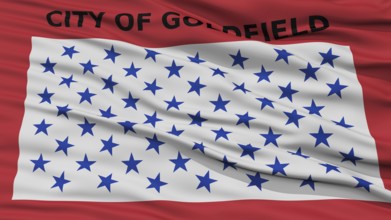 Closeup of Goldfield City Flag, Waving in the Wind, Colorado State, United States of America