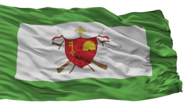 Magangue City Flag, Country Colombia, Bolivar Department, Isolated On White Background