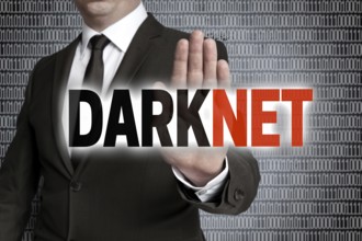 Darknet with matrix is shown by businessman
