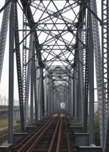 Remains of the old iron truss bridge across the Gaoping River in Taiwan