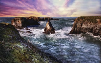 Sunset at a Rocky Beach, Northern California, USA, North America