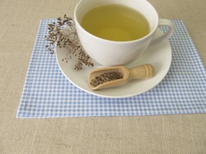 A cup of dill tea made from dill seeds, tea made from dill seeds