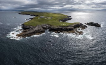 A drone panorama landscape of St. John's Point and the lighthouse in Donegal Bay in the northwest