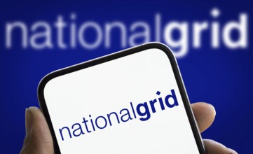 Dhaka, Bangladesh- 5 Dec 2024: National grid logo is displayed on smartphone. National Grid plc is