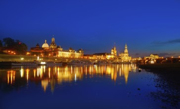 Dresden sunset skyline reflecion in Elbe river in Saxony of Germany