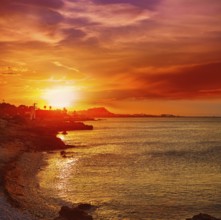 Denia sunset las Rotas in Mediterranean Spain of Alicante