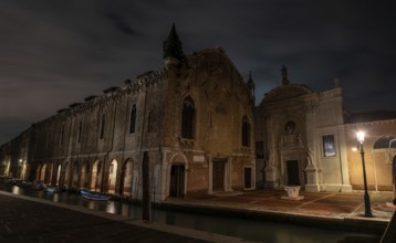 Peaceful canal in Cannaregio District at Night, Venice, Italy, Europe