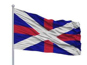 Georgia Naval Ensign Flag On Flagpole, Isolated On White Background