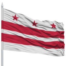 Washington DC City Flag on Flagpole, Capital City of United States of America, Flying in the Wind,