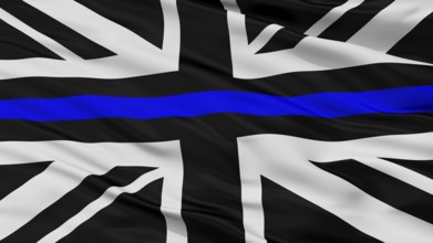 Union Jack Thin Blue Line Flag, Close Up View
