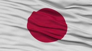 Closeup Japan Flag, Waving in the Wind, High Resolution