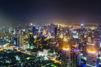 Bangkok top night view cityscape in the business disctrict
