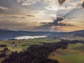 Central Switzerland from the air. Taken at sunset