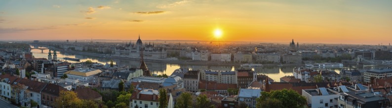 Budapest Hungary, sunrise panorama city skyline at Hungarian Parliament and Danube River