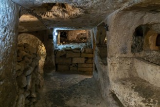 Rabat, Malta, 22 December, 2023: detail view of the catacombs of St. Paul in the historic city