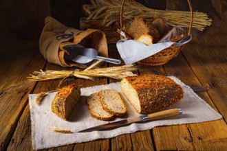 Linseed bread with a poppy seed and sesame mixture
