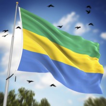 Flag of Gabon, This is a computer generated and 3d rendered image