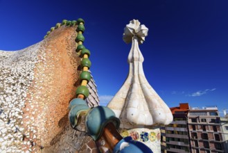 Dragon roof of Casa Batlló Terrace in Barcelona, Spain, Europe