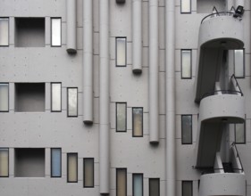 Leeds, west yorkshire, united kingdom, 24 july 2019: architectural details of windows and balconies