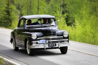1949 Plymouth P-17 Deluxe Business Coupe on Ascension Day vintage car rally by AHS ry, road 104,