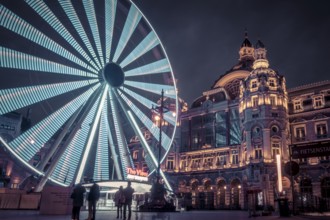 Antwerp, Belgium, March 21st 2024: The View ferris wheel on NMBS Central Railwaystation on Queen