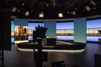 Schaerbeek, Brussels Capital Region, Belgium, 03 26 2022, Main studio of the daily news of the