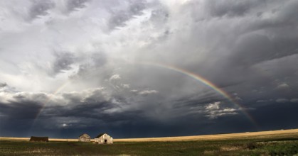 Prairie Storm Clouds Canada Saskatchewan Abandoned Buildings