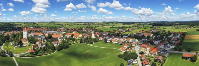 Aerial view of Haag in Upper Bavaria in fine weather