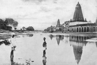 Old vintage photo of lord ganesh temple wai mahableshwar maharashtra India