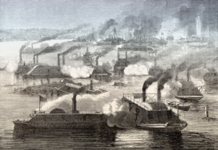 The First Battle of Memphis, Mississippi River, near the city of Memphis, Tennessee on June 6, 1862