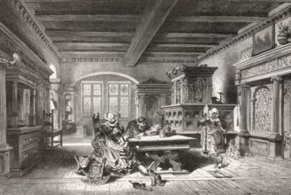 Living room of a patrician family, Nuremberg, Germany, Europe, 16th century, Europe