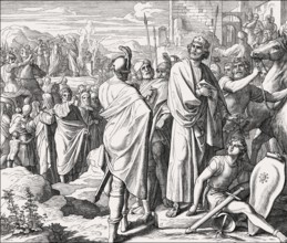 Rehoboam and Jeroboam I, Old Testament, by Julius Schnorr von Carolsfeld