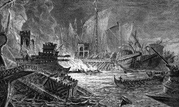 The Battle of Actium on 2 September 31 BC, Ionian Sea, Greece, Europe