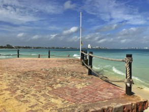 Old pier on the empty beach, Cancun, Yucatan, Mexico, Central America