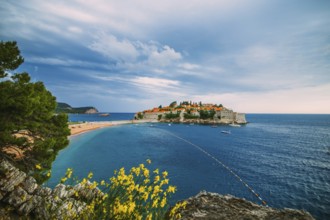 Island of Sveti Stefan in Montenegro. Panoramic shot