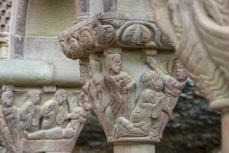 Martha pleading with Christ - the forgiveness of the adulterous woman, Romanesque cloister, Royal