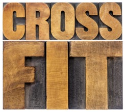 Crossfit word abstract - isolated text in letterpress wood type