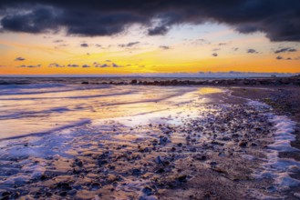 Sunrise on the seaside of the East Sea at sunrise with a colourful sky and long exposure. Beautiful